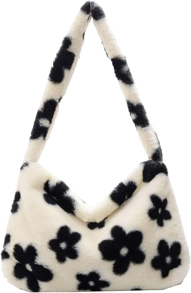 Plush Underarm Bag, Ladies Fluffy Shoulder Bag, Women Y2K Furry Purse Fluffy Tote Bag for Autumn and Winter