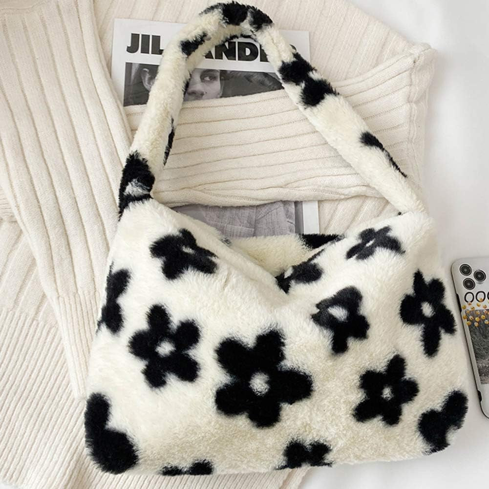 Plush Underarm Bag, Ladies Fluffy Shoulder Bag, Women Y2K Furry Purse Fluffy Tote Bag for Autumn and Winter