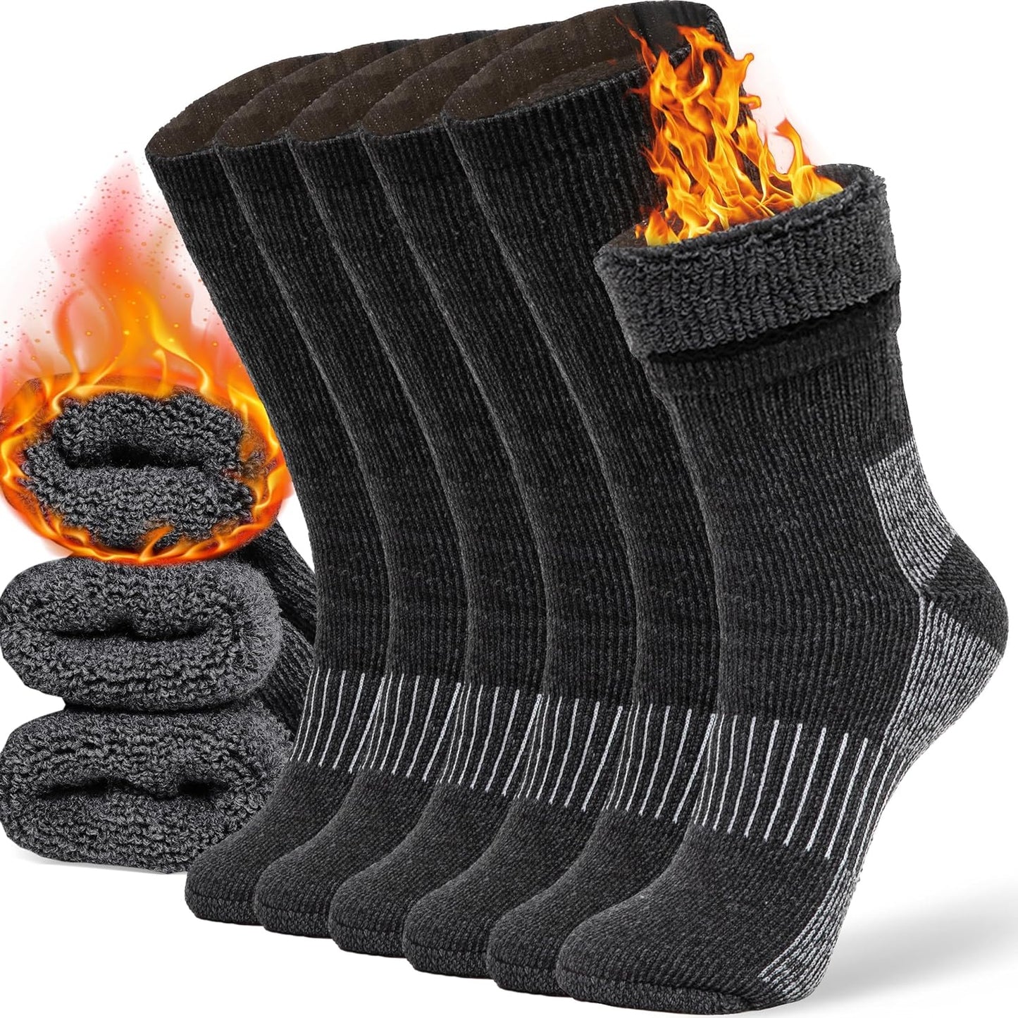 Merino Wool Casual Winter Socks - Cozy Boot Socks for Men and Women